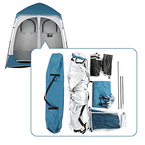 Double Dressing Tent, Oxford Cloth Shower Tent Oversize Outdoor Shower Tents para Camping, Vestidor, Ducha, Shelter de Privacidad, 229 x 229 x 122 cm Azul/Blanco miniatura 3