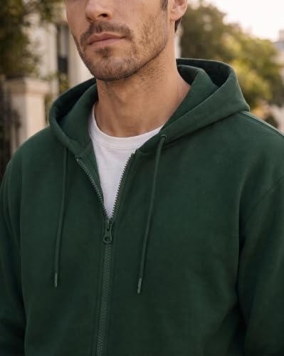 Image of Nobero Classic Zipper Hoodie for Men | Zip Up Hoodies for Men | Regular Fit | Full Zip Closure | Drawstring Hood | Zipped Hooded Sweatshirt | Cotton Rich Zipper Fleece Hoodie
