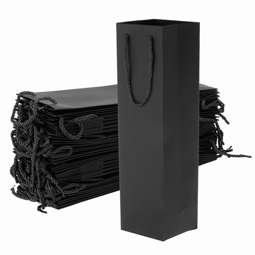 Sacs de vin en papier PATIKIL premium lot de 24 noirs avec anses