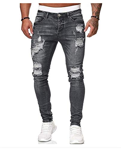 Annystore Men's Ripped Jeans Distressed Destroyed Skinny Slim Fit Stretch Denim Pants with Broken Holes