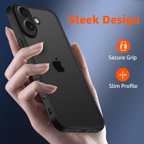 Image of Amozo for iPhone 16 Plus Back Case Cover | Defence Series Matte Camera & Drop Protection Back Cover Case for iPhone 16 Plus (Polycarbonate|Black)