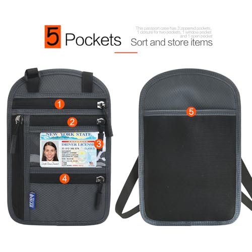 Image of Neck Wallet Lightweight RFID Blocking Waterproof Travel Pouch Passport Wallets for Women Men