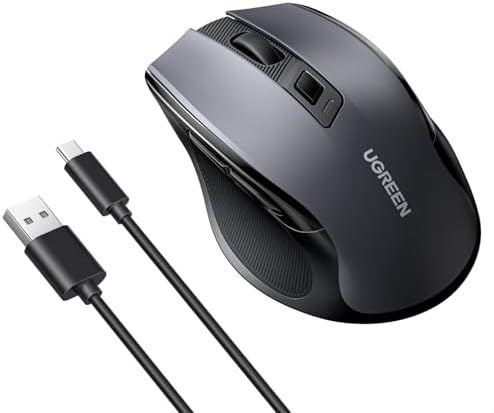 （04:30時点） UGREEN ワイヤレス マウス 無線 Bluetooth&2.4GHz 静音マウス 6ボタン USB C 充電式 最大4000DPI 5段DPI調整可能 Windows PC Chromebookなどに対応 ブラック