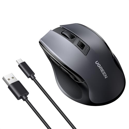 UGREEN ワイヤレス マウス 無線 Bluetooth&2.4GHz 静音マウス 6ボタン USB C 充電式 最大4000DPI 5段DPI調整可能 Windows PC Chromebookなどに対応 ブラック