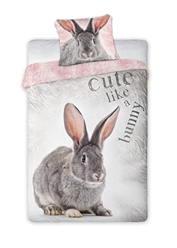 FARO - WILD KROLIK/RABBIT - Lapin Animaux Parure de lit Housse de Couette Taie Original Coton Bed Set - Multicolore - 140x200centimeter