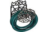 Relaxdays Schlauchhalter, antikes Design, drehbar, Wandhalter Gartenschlauch, Gusseisen, HBT: 34x23x18 cm, schwarz-Gold