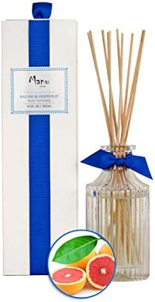 Manu Home Balsam & Grapefruit Reed Diffuser Oil Set - 6.5 oz + Natural Reed Diffuser Sticks | Aromatherapy Oils | Subtle Notes of Woody Cedar and Vanilla | Made in USA