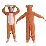 Rabtero Unisex Kids Animal Costume, Girls Monkey Onesie Boys Monkey Pajama, Halloween/Christmas/Carnival Festival Parties Cosplay Costume for Kids 8-10