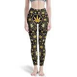 Wecrayon Cannabis Damen Yogahosen Sporthose Lange High Waist Blinkdicht Leggings Fitnesshose Laufhose Freizeithose Gym Workout Leggings White s