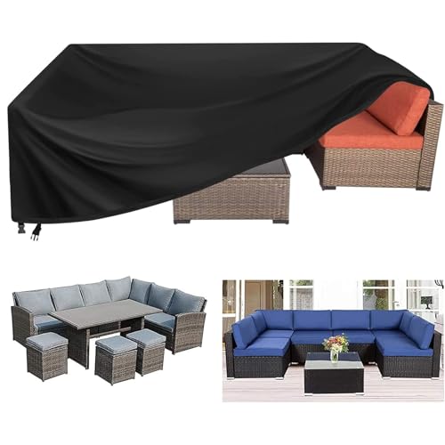 420D Waterproof Outdoor Furniture Cover 137" L x 102" W x 35" H, Premium Quality Patio Furniture Covers Dust Proof Anti-UV Heavy Duty Durable Sofa Sectional Table & Chair Cover Large