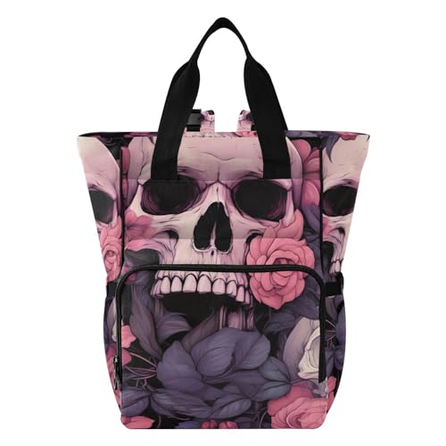 xigua Mochila para pañales con diseño de calavera, multifunción, impermeable, gran capacidad, mochila de viaje para mamá y papá