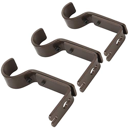 LISHINE 8 Pcs Adjustable Curtain Rod Brackets, Heavy Duty Bronze Holders for 1 Inch Rod, Single Wall Mount