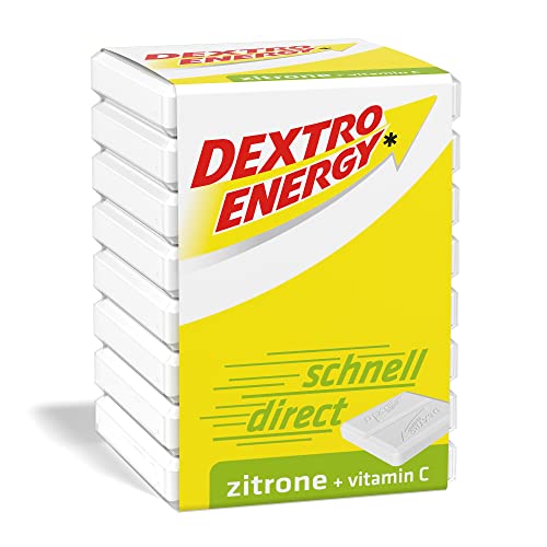 Dextro Energy - Dados de limón, cada uno con 8 tablas de dextrosa con azúcar de uva y vitamina C adicional, 46 g
