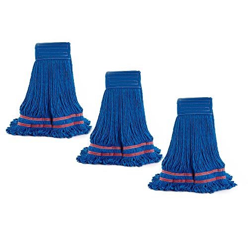 Image of Matthew Cleaning Microfiber String Mop Heavy Duty Commercial Wet Mop Head Replacement,Excellent Absorbency,Premium Launderability,Reusable for Home,Commercial and Industrial Use(Blue,3Pack)