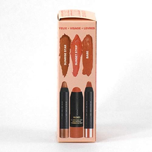NUDESTIX Sunset Nudes 3-piece Set: Blush Color in Sunset Strip, Eye Color in Sunrise Star, Color Lip + Cheek Balm in Babe