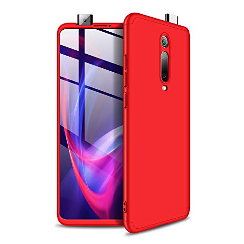 ISADENSER for Xiaomi Redmi K20   Redmi K20 Pro Mi 9T  Mi 9T Pro Case Ultra Slim Shockproof 360°Full Body Front Back Hard PC Plastic Cover Compatible with Redmi K20 Pro Mi 9T Pro, 2IN1 PC - Red