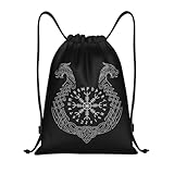 Bolsas de cordón Vikingo Head of Awe Personalizadas para Mujeres Hombres Brújula Ligera Norse Gym Sports Gym Mochila Storage