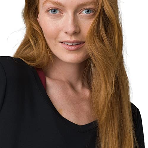 Prana Living Llc Women's Standard Foundation Short Sleeve Vneck, Black, Xlarge #TOP2