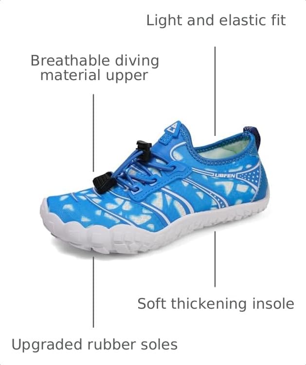Image of UBFEN Kids Water Shoes for Boys Girls Quick-Dry Swim Aqua Socks | Lightweight, Barefoot-style, Perfect for Water parks, Beach, Pool, Kayak, Creek Hiking, Camping, Toddler, Little Kid, Big Kid