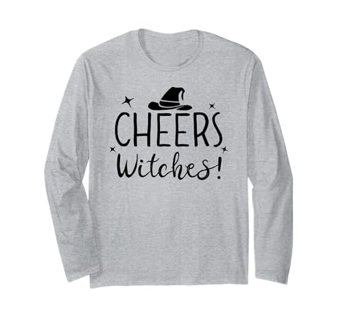 Cheers Witches Shirt,Drink Up Witches Tshirt,Halloween Witch Manga Larga