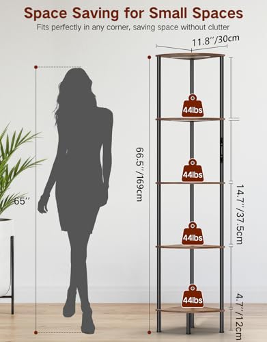 Miniatura 2 de Librería Esquinera con Luz LED Integrada, 3 Tonos de Luz, Regulable por Tacto y Mando a Distancia, Lámpara de Pie Alta con 5 Niveles para Sala de Estar, Dormitorio y Oficina
