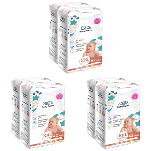 Image of Jr. Sr. Baby Diaper Pants | XXL Size (15-25 kg), 84 Count | Pack of 6 | Upto 12 hr Absorption with Advanced Leak Protection | Safe For Babies Skin | Soft, Secure & Comfy