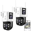 xmartO [Dual-CAM 180+ FOV] 6MP 2-in-1 WiFi Home Security Camera with AI Tracking, Pan Tilt Zoom, 5G Dual Band, Bluetooth Easy Setup (Standalone & Groupable CAM, 2-Pack)