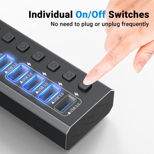 USB-Hub-30-Powered-NIAO-CHAO-7-Port-Powered-USB-C-Hub-with-Individual-Switches-12V-Power-Adapter-39-Long-Cable-USB-Expander-Hub-Splitter-for-MacBook-Air-ProMac-MiniiMac-All-Laptops-Desktops