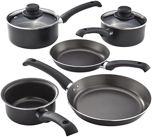 Judge Everyday JDAYB1B Set of Pans Non-Stick, 5-Piece Set 14cm Milk Pan, 16cm 18cm Saucepans, 20cm 24cm Frying Pans - 5 Year Guarantee