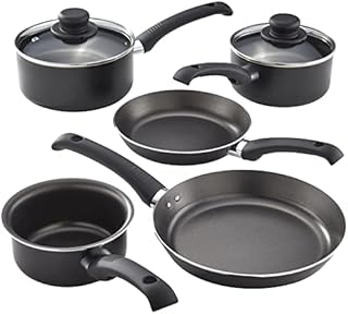 Judge Everyday JDAYB1B Set of Pans Non-Stick, 5-Piece Set 14cm Milk Pan, 16cm 18cm Saucepans, 20cm 24cm Frying Pans - 5 Year Guarantee