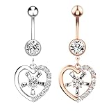 Gatuida 2 Piezas Anillos Ombligo Circonitas Piercing De Anillo De Piercing Ombligo Joyas