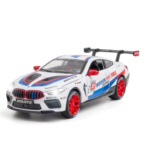 Image of 1:32 B-M-W M8 GTE Exclusive Alloy Metal Die-Cast Pull Back Car | Openable 4 Doors with Light and Music | Best Boys' Gift Toy【White】