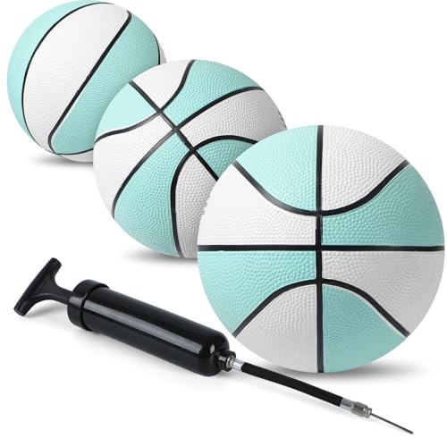 Conderyang 3 Pack Water Pool Basketball Size 3 Aqua Blue Rubber Waterproof Water Basketball for Swimming Pool Ball Lake Hoop Games (7 Inch)
