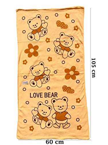 Image of Poly Cotton Bath Towel, Super Absorbent, Lightweight Soft, 270 GSM, Fade Resistant, 75 cm x 105 cm Medium, for Kids Boys /Girls, Pack of 1 (Orange)