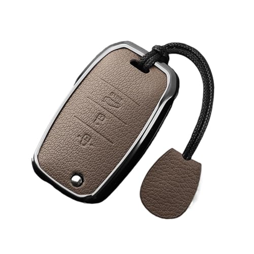 Metal and Leather Car Key Case Cover Compatible for KIA