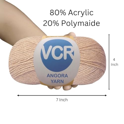 Image of VCR Dusty Mauve Angora Knitting Yarn, Pack of 1, 100 Grams Hank, 256 Meters Length, 80% Flurry - 20% Acrylic Polyamide Soft Ball for Crochet and Knitting, Suitable for Baby Blankets, Cushion Covers