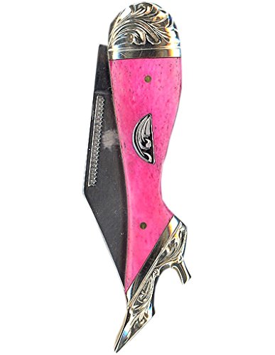 Bar V Ranch Western Men Knife Resin Lady's Leg Hot Pink Silver 058-130