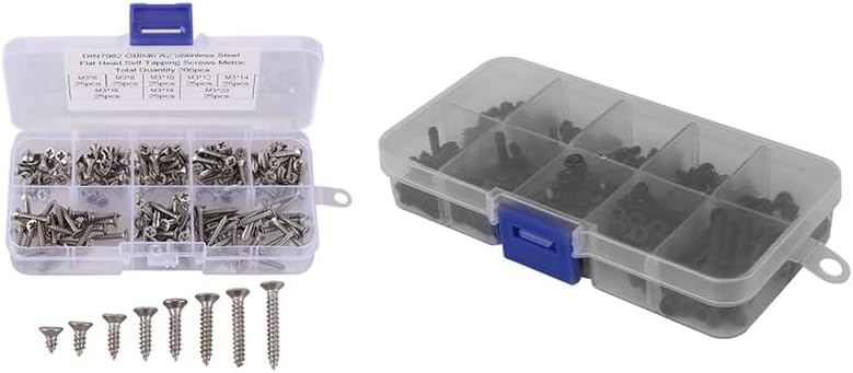 200Pcs M3 Flat Head Self-Tapping Screws Assortment Set With 280Pcs M3 Hex Bolt Screw Nut Metric Machine Bolts - (Color: Beige)