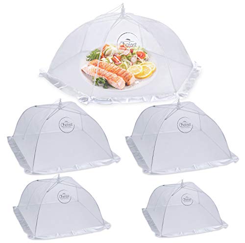 Chefast Food Cover Tent (5 Packs) - Pop Up Mesh Covers in 4 Sizes with Reusable Carry Bag - Protect Foods from Fruit Flies - Great for Picnics, and Outdoor BBQ