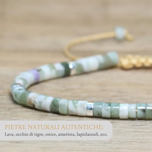 Omi Creative Concept Bracelet Réglable Unisexe avec Pierres Tubulaires, en Fil de Coton Ultrarésistant, Taglia Unica, Acier inoxydable, Aucune pierre précieuse. – vue 4