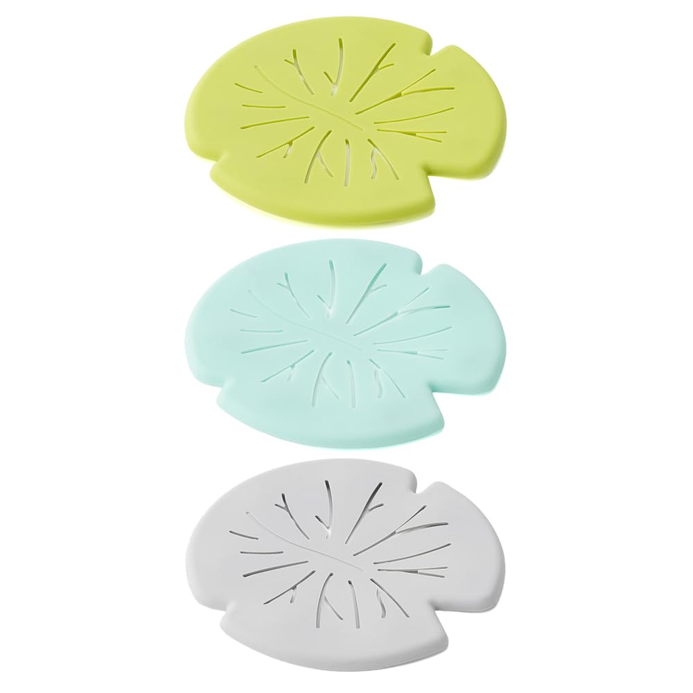 3Pcs Silicone Drain Hair Catcher,JCSMARTEC Leaves Kitchen Bathroom Shower Sink Strainer Hair Trap Stopper Cover with Suction Cup