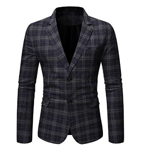 Jaqueta Blazer Masculina VITryst-Men com Estampa Xadrez Slim Fit Casual com Bojo Único, As2, US X-L=