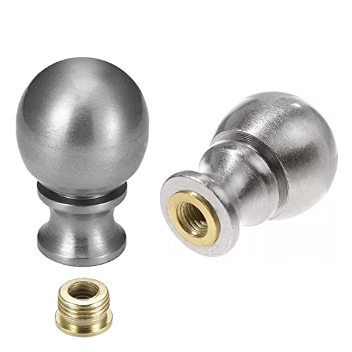 Image of TWDRTDD 2Pcs Lamp Finials,1-1 /2 Inch Tall Brushed Nickel Finish Ball Lamp Topper Knob Decoration for Tabletop Lamps or Floor Lamps