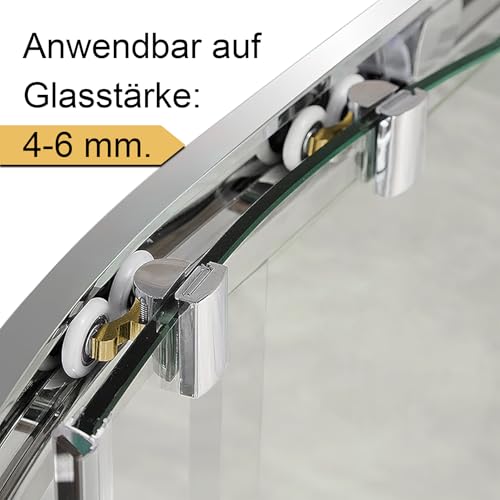 Dreamark 4 Sätze Duschtürrollen 25mm, Laufrollen für Duschkabine Schiebetüren für Glas 4-6 mm, Rollen für Schiebetür Badezimmer, Anti-Rost, Ruhige Duschkabinenrollen (2 Obere und 2 Unterwalzen)
