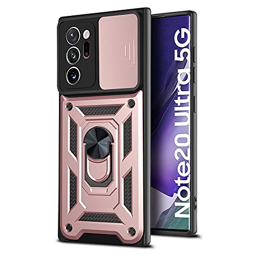 Compatible with Samsung Galaxy Note20 Ultra 5G Case,Compatible with Samsung Galaxy Note 20 Ultra 4G Magnetic Bracket [PC+TPU] 2 in 1 Slide Lens Pink