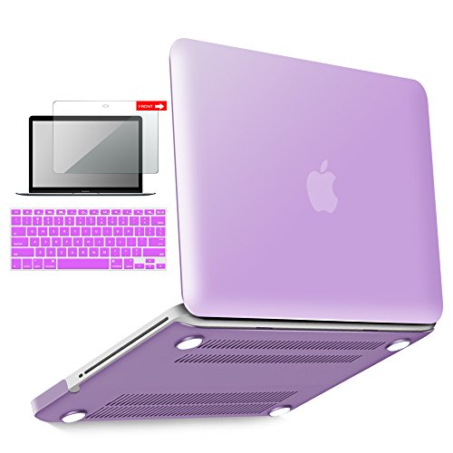 IBENZER Compatible with MacBook Pro 13 Inch case A1278 Release 2012-2008, Soft Touch Hard Case Shell Cover for MacBook Pro 13 with CD-ROM,Purple,MMP13PU+2
