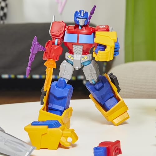 Image of Transformers MixMashers Optimus Prime Custom Mix-and-Match Deluxe Action Figure & Accessories, 5-Inch (12 cm) Robot Toys for Kids, Ages 4+