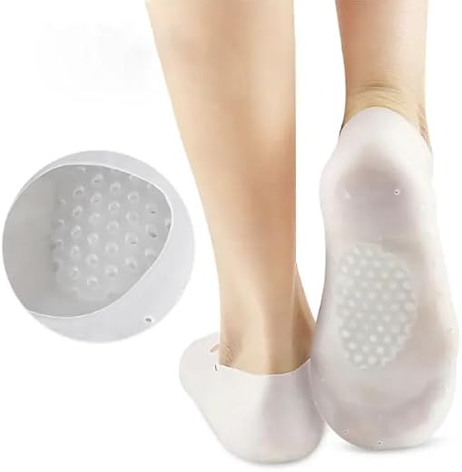 XENOTY Silicone Socks Full Size Socks, Moisturizing Socks Foot Anti Cracking Care Skin Socks For Dry Feet Cracked Heel Rep...