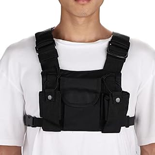 Cuifati Radio Chest Harness, Walkie-talkie Double Chest Harness Front Pack Pouch Holster Vest Rig for Two Way Radio Walkie Talkie for Firefighting/Military/Rescue Essentials