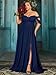 VOUIAO Women's Daily Plus Size Dresses A Line Chiffon Wedding Guest Bridesmaid Maxi Dress Prom Evening Party Cocktail Gown Hidden Blue 1XL